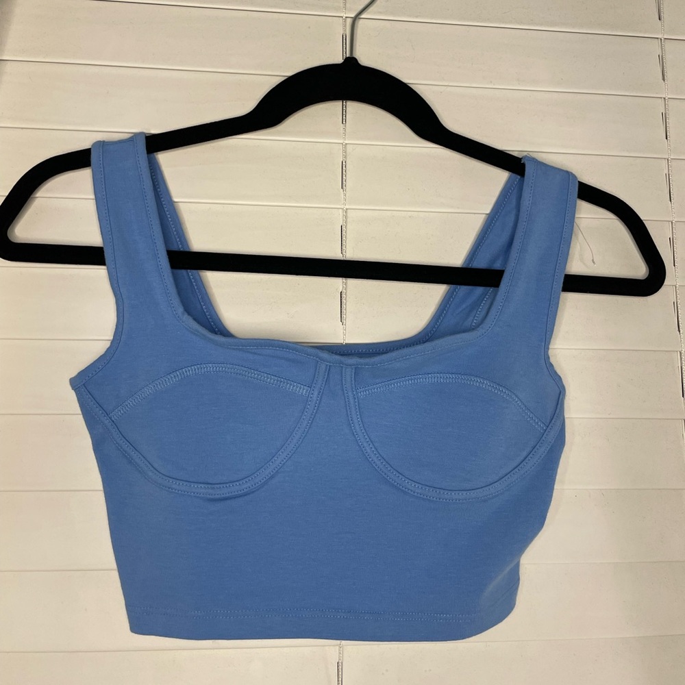Blue corset style crop top